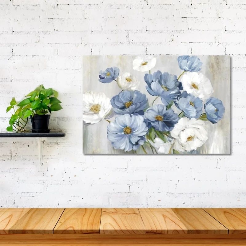 Misty Blue Florals Canvas Art Print