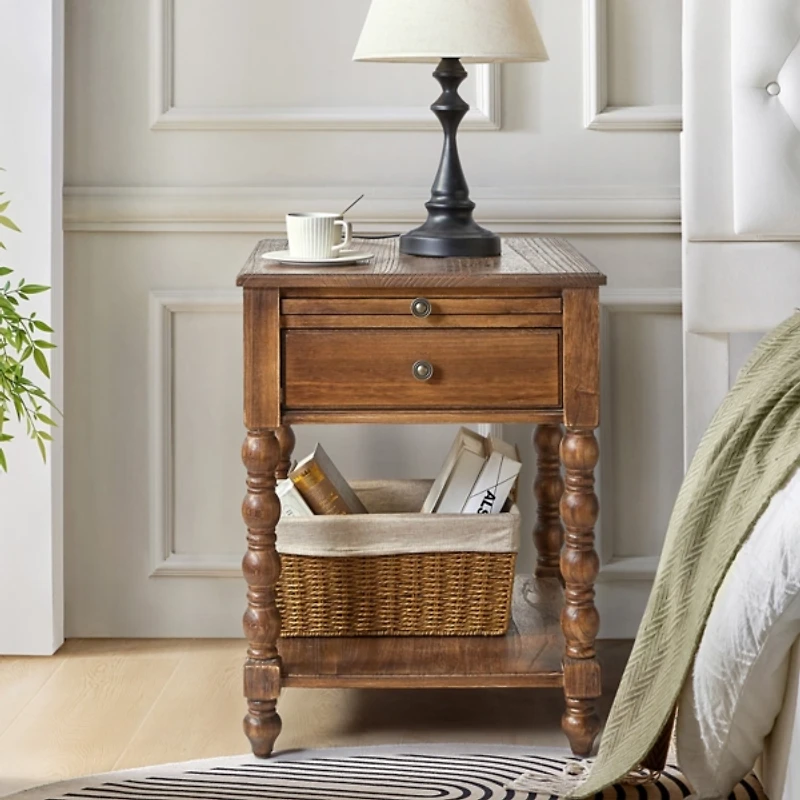Erica Walnut Wood Spindle End Table