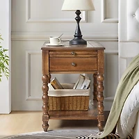 Erica Walnut Wood Spindle End Table