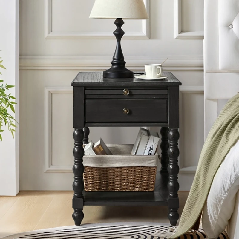 Erica Distressed Wood Spindle End Table