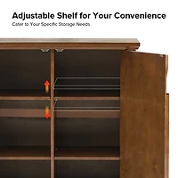 Distressed Walnut Carved Arch Cabinet