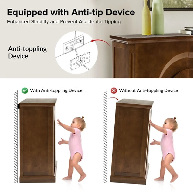 Distressed Walnut Carved Arch Cabinet