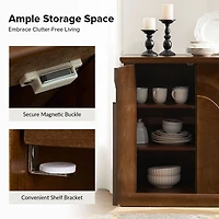 Distressed Walnut Carved Arch Cabinet