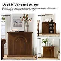 Distressed Walnut Carved Arch Cabinet