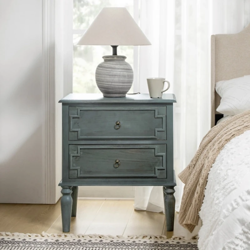 Blue 2-Drawer Augustus Nightstand