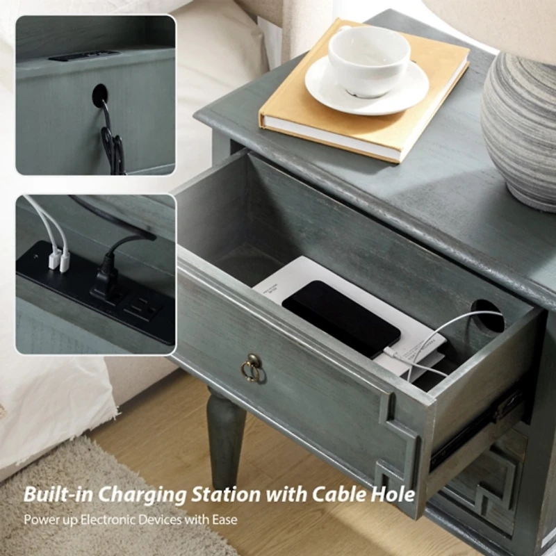 Blue 2-Drawer Augustus Nightstand