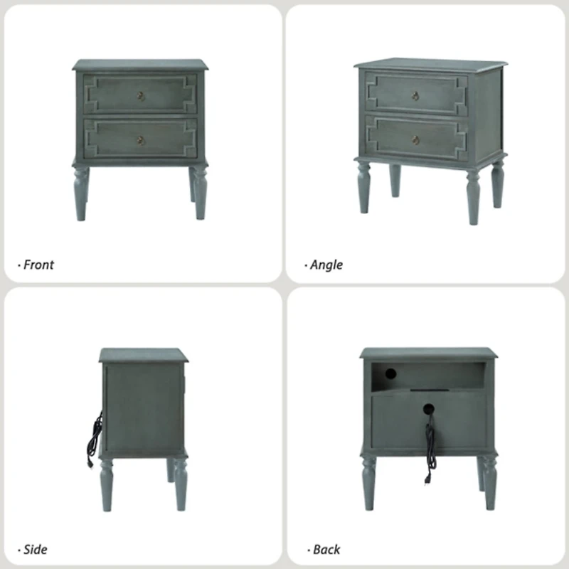 Blue 2-Drawer Augustus Nightstand