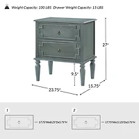 Blue 2-Drawer Augustus Nightstand