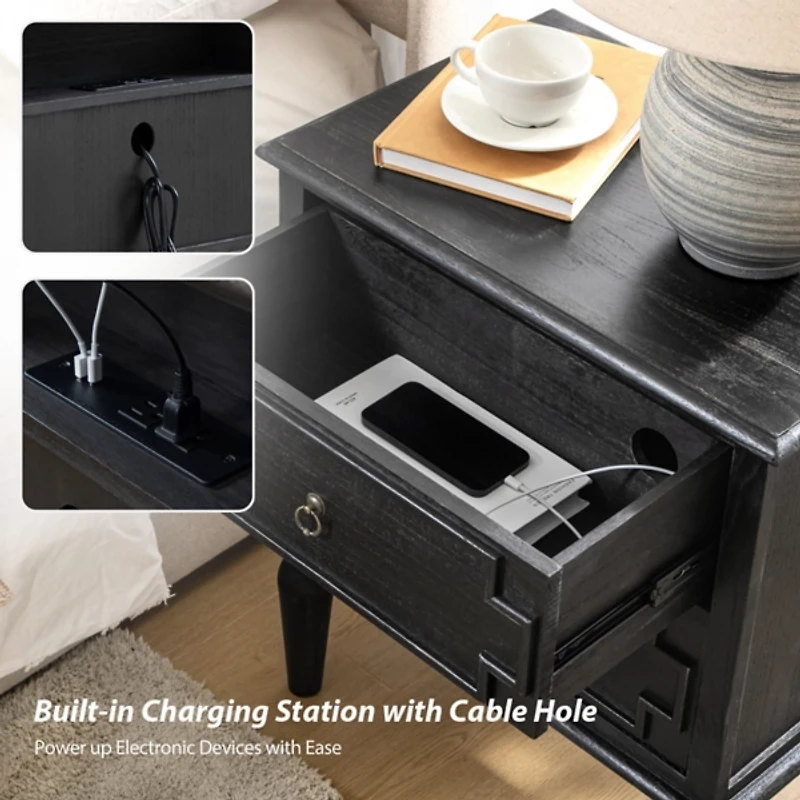 Charcoal 2-Drawer Augustus Nightstand