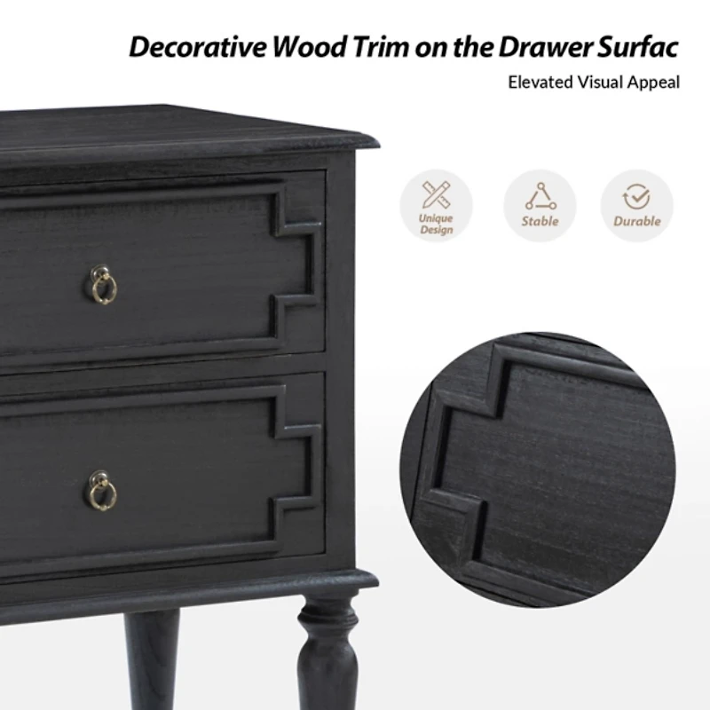 Charcoal 2-Drawer Augustus Nightstand