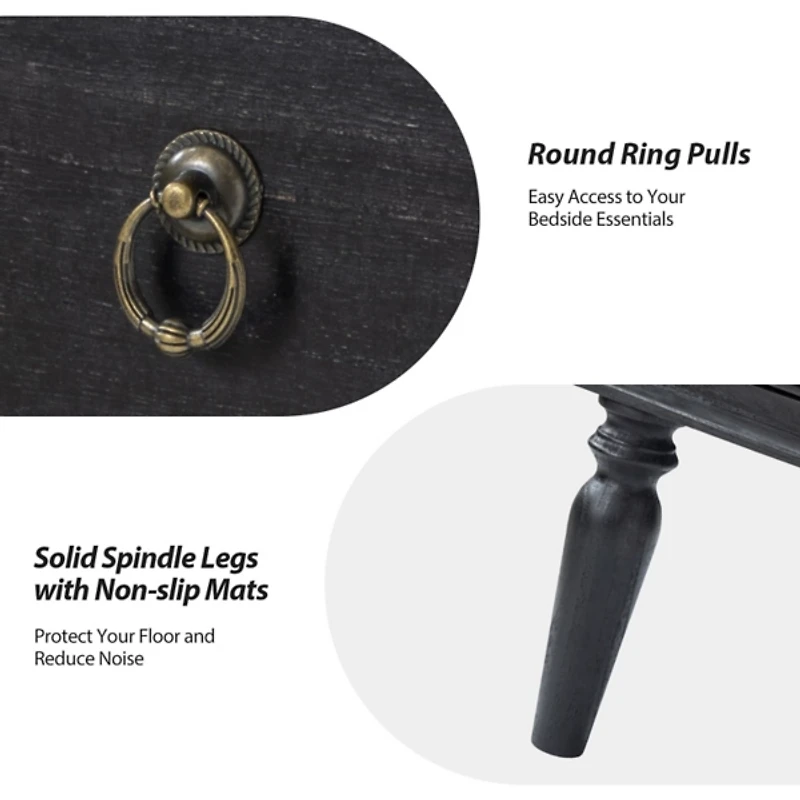 Charcoal 2-Drawer Augustus Nightstand