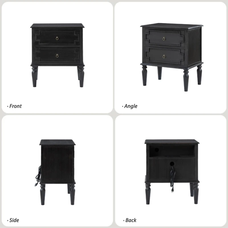 Charcoal 2-Drawer Augustus Nightstand