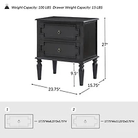 Charcoal 2-Drawer Augustus Nightstand