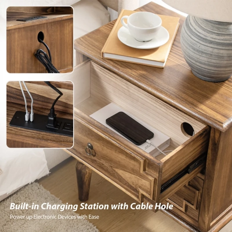 Walnut 2-Drawer Augustus Nightstand