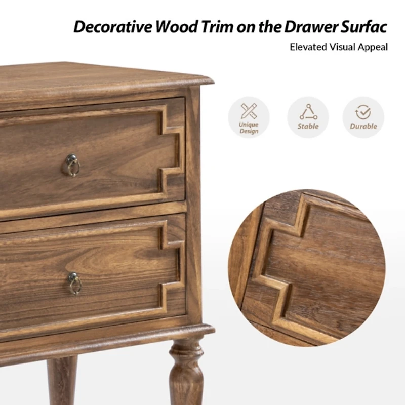 Walnut 2-Drawer Augustus Nightstand