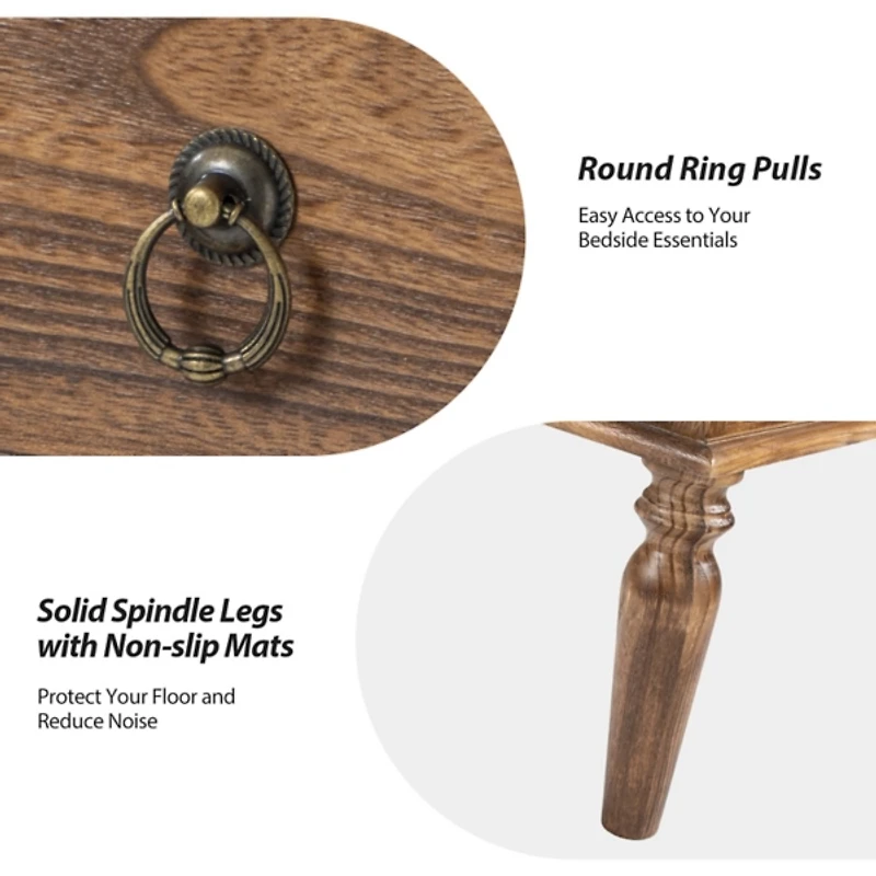 Walnut 2-Drawer Augustus Nightstand