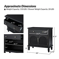 Black Arched Faux Rattan Door Nightstand