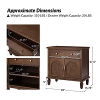 Walnut Arched Faux Rattan Door Nightstand