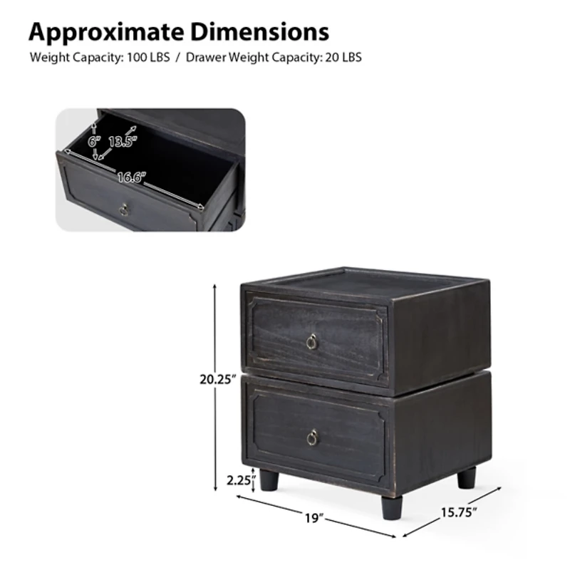 2-Drawer Nicola Nightstand