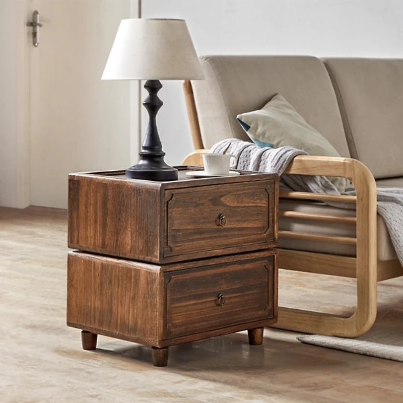 Walnut 2-Drawer Nicola Nightstand