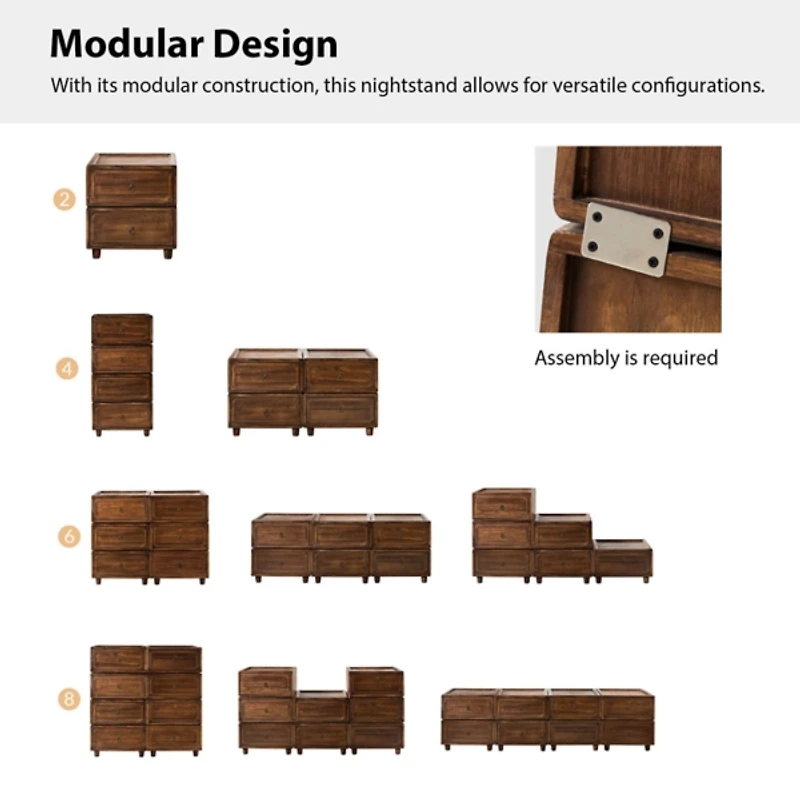 Walnut 2-Drawer Nicola Nightstand