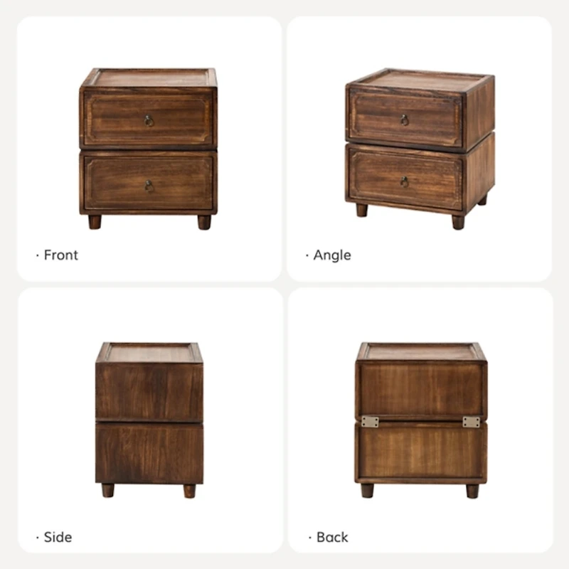 Walnut 2-Drawer Nicola Nightstand