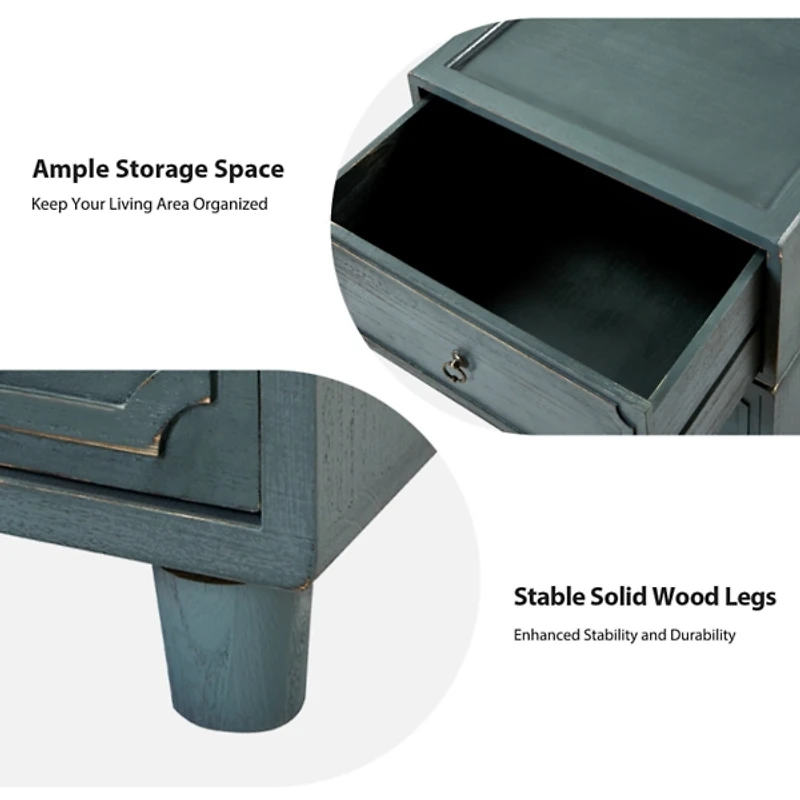 Blue 2-Drawer Nicola Nightstand