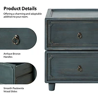 Blue 2-Drawer Nicola Nightstand