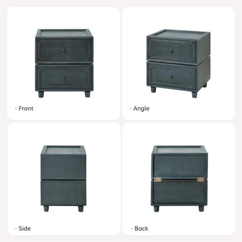 Blue 2-Drawer Nicola Nightstand