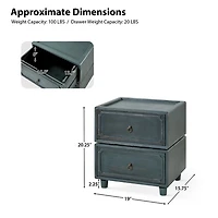 Blue 2-Drawer Nicola Nightstand