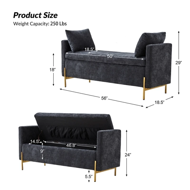 Velvet Arrigo Storage Bench