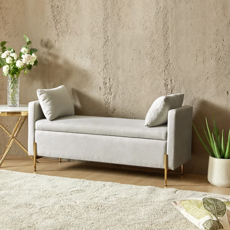 Gray Velvet Arrigo Storage Bench