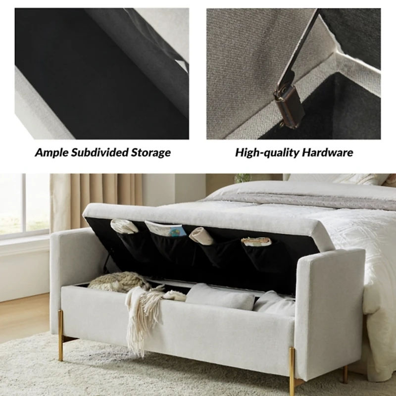 Gray Velvet Arrigo Storage Bench