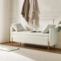 Ivory Velvet Arrigo Storage Bench