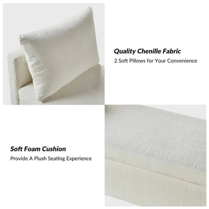 Ivory Velvet Arrigo Storage Bench