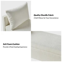 Ivory Velvet Arrigo Storage Bench