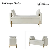 Ivory Velvet Arrigo Storage Bench