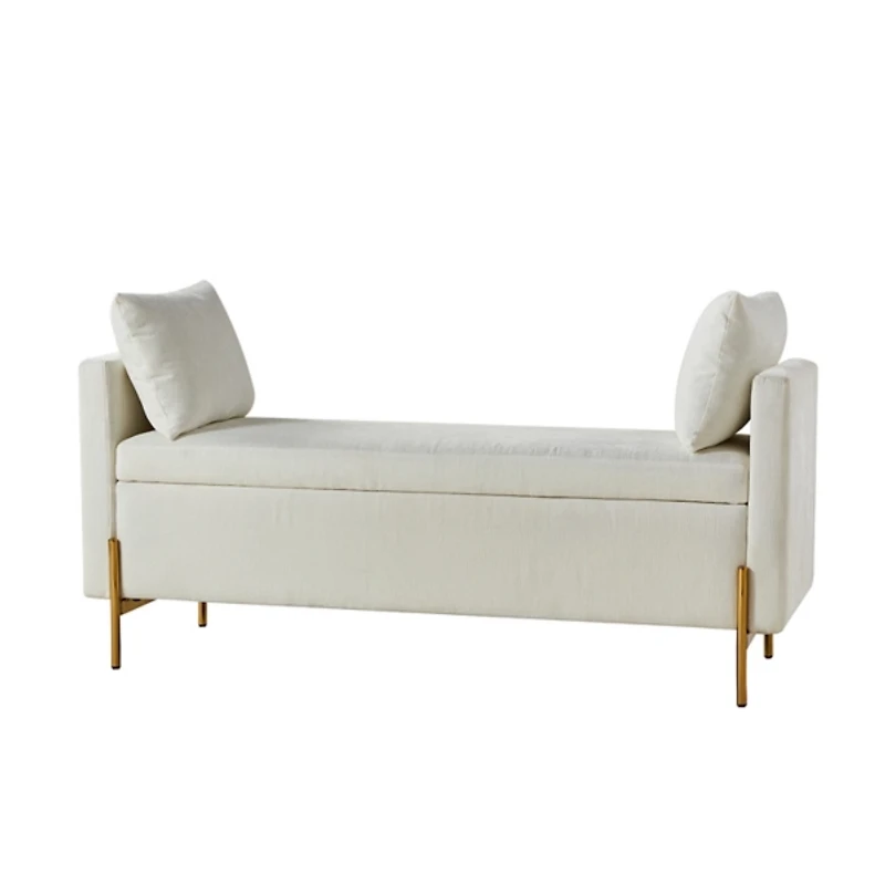 Ivory Velvet Arrigo Storage Bench
