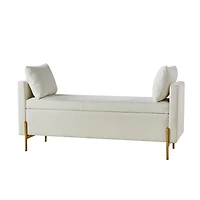Ivory Velvet Arrigo Storage Bench