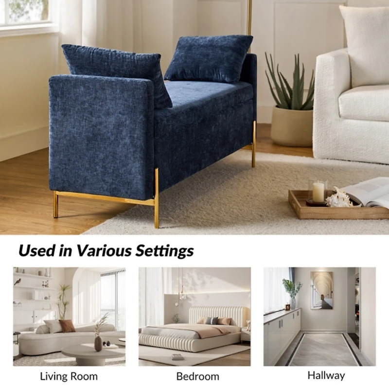 Navy Velvet Arrigo Storage Bench