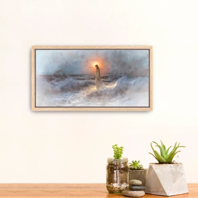 Christ Walking on Water Framed Canvas Print