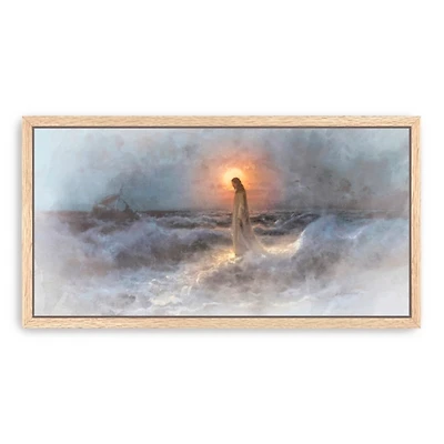 Christ Walking on Water Framed Canvas Print