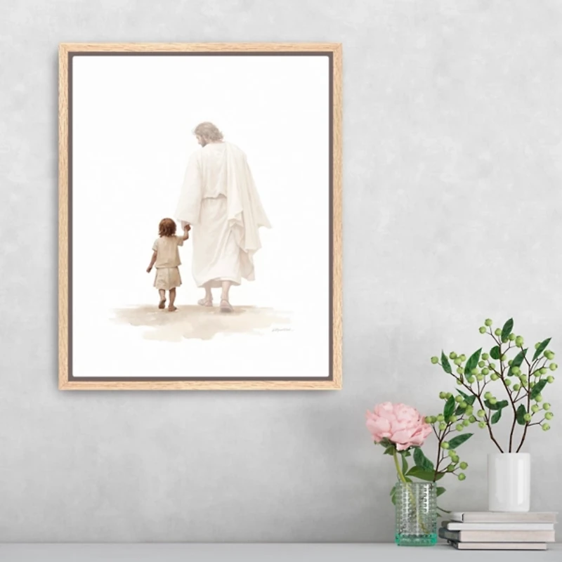 Walk with Jesus Framed Canvas Art Print
