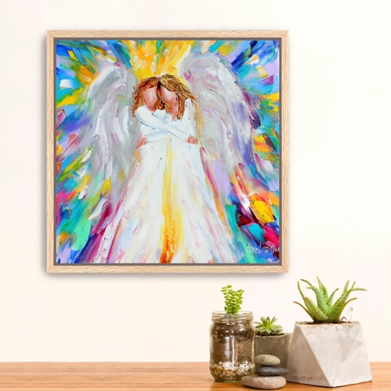 Angel Hugs Framed Canvas Art Print