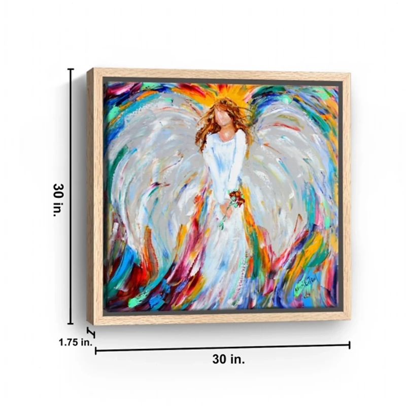 Angel with Roses Framed Canvas Art Print, 30x30
