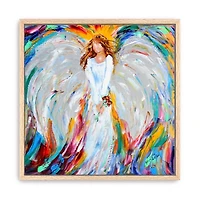 Angel with Roses Framed Canvas Art Print, 40x40