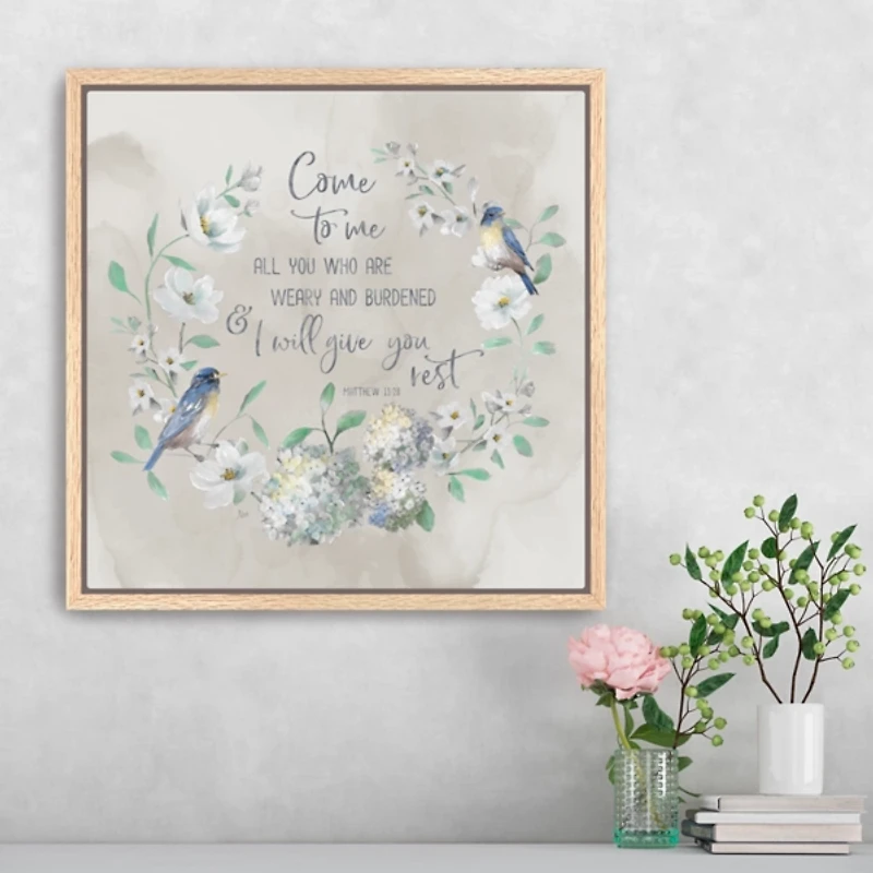 Come To Me Wreath Canvas Wall Plaque