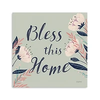 Bless This Home Floral Canvas Wall Plaque