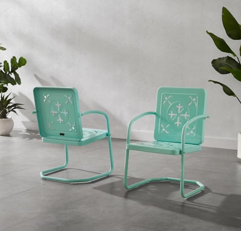 Aqua Retro Azalea Outdoor Chairs, Set of 2