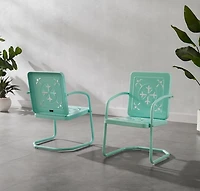 Aqua Retro Azalea Outdoor Chairs, Set of 2